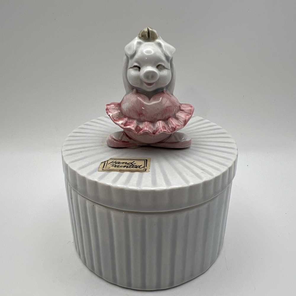 Vintage Fitz & Floyd Trinket Box Ballerina Pig